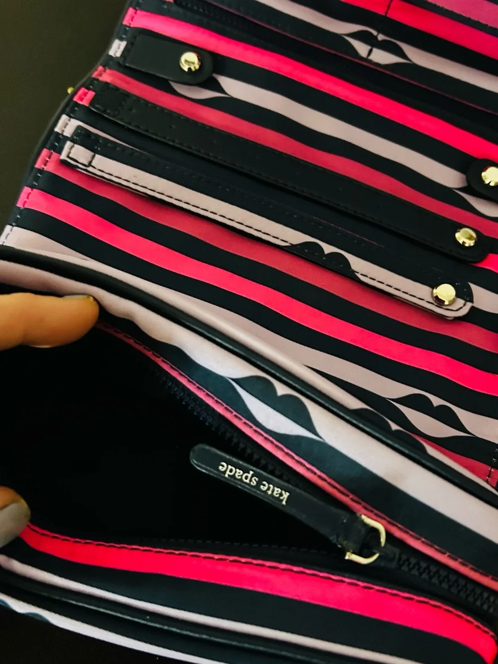 Striped Kate Spade ♠️ Jae Nylon -Cosmetic Bag Set